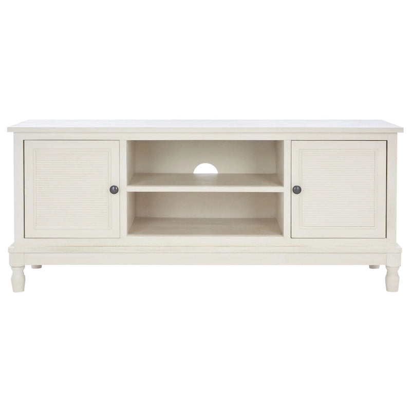 2-Door Media Stand with Shelf - Natural Wood Finish