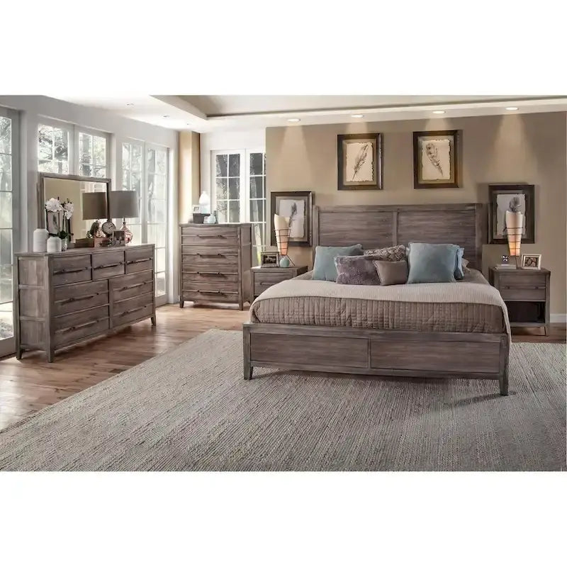 Weathered Gray Panel Bed - Queen/King Size