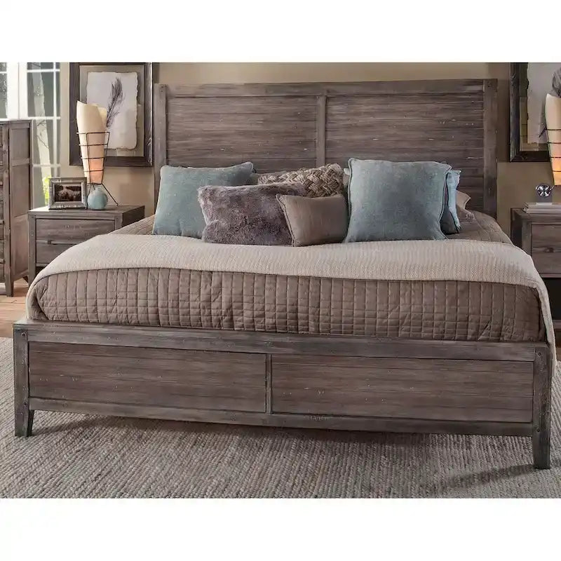 Weathered Gray Panel Bed - Queen/King Size