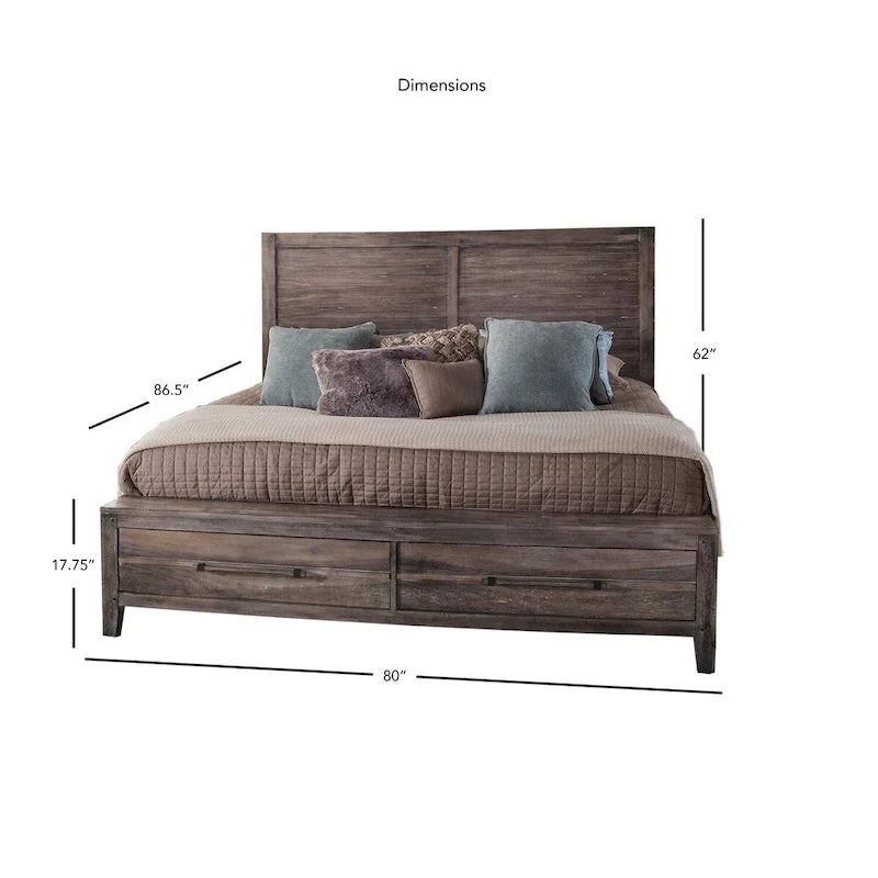 Weathered Gray Panel Bed - Queen/King Size