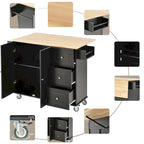 White Rolling Kitchen Island Solid Wood Top, Locking Wheels, Storage & More