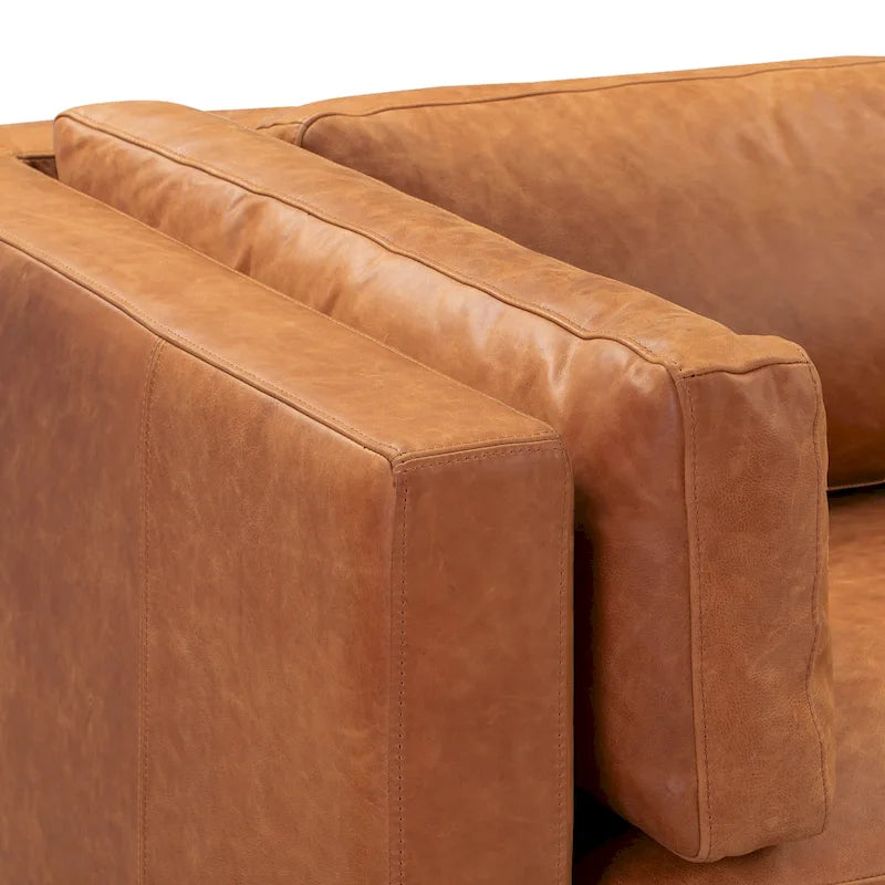 Cognac Tan Leather 3-Seater Sofa