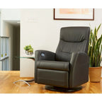 Leather Swivel Recliner with Power Headrest - Single Seat