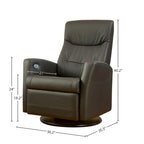 Leather Swivel Recliner with Power Headrest - Single Seat