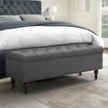 Beige Tufted Storage Bench Ottoman - 51"W x 18"D x 17"H