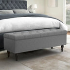 Beige Tufted Storage Bench Ottoman - 51"W x 18"D x 17"H