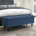 Beige Tufted Storage Bench Ottoman - 51"W x 18"D x 17"H