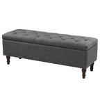Beige Tufted Storage Bench Ottoman - 51"W x 18"D x 17"H
