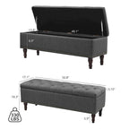 Beige Tufted Storage Bench Ottoman - 51"W x 18"D x 17"H