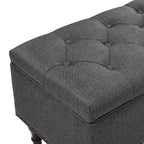 Beige Tufted Storage Bench Ottoman - 51"W x 18"D x 17"H