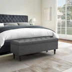 Beige Tufted Storage Bench Ottoman - 51"W x 18"D x 17"H