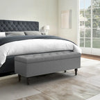 Beige Tufted Storage Bench Ottoman - 51"W x 18"D x 17"H