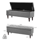 Beige Tufted Storage Bench Ottoman - 51"W x 18"D x 17"H