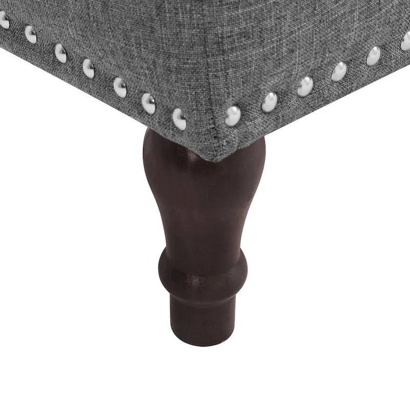 Beige Tufted Storage Bench Ottoman - 51"W x 18"D x 17"H