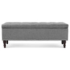 Beige Tufted Storage Bench Ottoman - 51"W x 18"D x 17"H