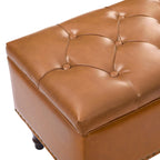 Beige Tufted Storage Bench Ottoman - 51"W x 18"D x 17"H