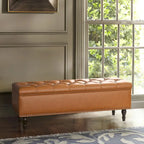 Beige Tufted Storage Bench Ottoman - 51"W x 18"D x 17"H