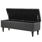 Beige Tufted Storage Bench Ottoman - 51"W x 18"D x 17"H