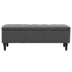 Beige Tufted Storage Bench Ottoman - 51"W x 18"D x 17"H