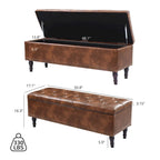 Beige Tufted Storage Bench Ottoman - 51"W x 18"D x 17"H