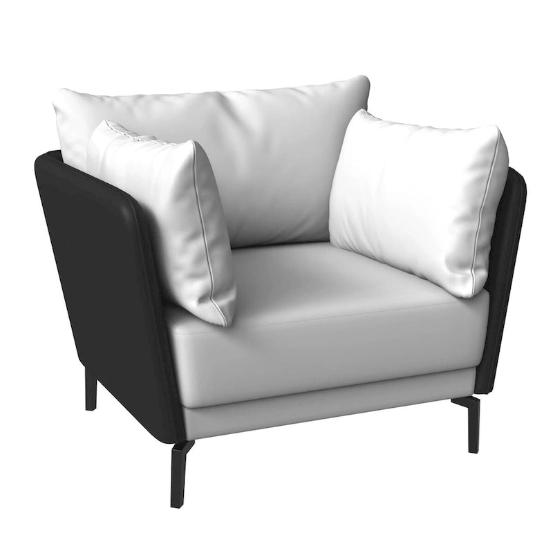 Black Single-Seater Sofa Armchair with Metal Legs - Modern Accent Chair