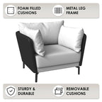 Black Single-Seater Sofa Armchair with Metal Legs - Modern Accent Chair