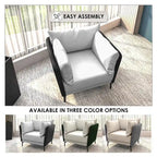 Black Single-Seater Sofa Armchair with Metal Legs - Modern Accent Chair