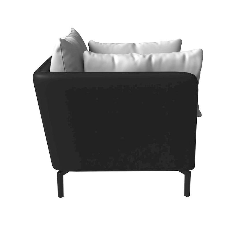 Black Single-Seater Sofa Armchair with Metal Legs - Modern Accent Chair