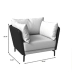 Black Single-Seater Sofa Armchair with Metal Legs - Modern Accent Chair