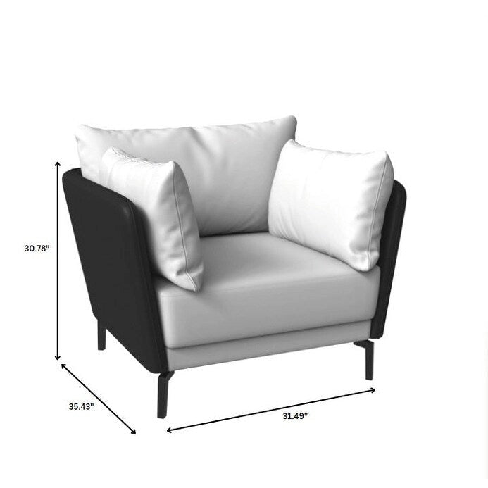 Black Single-Seater Sofa Armchair with Metal Legs - Modern Accent Chair