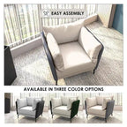 Black Single-Seater Sofa Armchair with Metal Legs - Modern Accent Chair