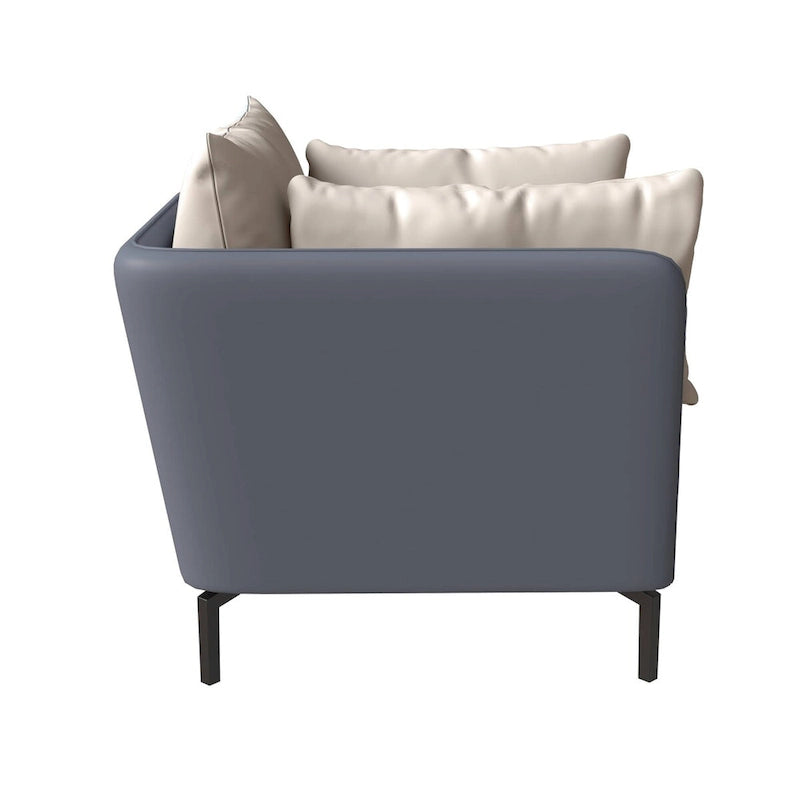 Black Single-Seater Sofa Armchair with Metal Legs - Modern Accent Chair