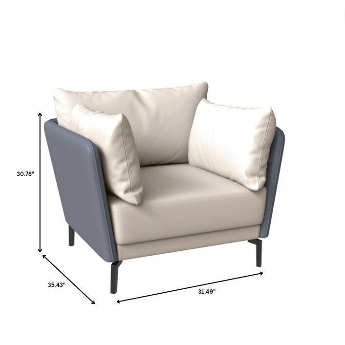 Black Single-Seater Sofa Armchair with Metal Legs - Modern Accent Chair