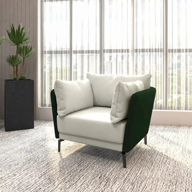 Black Single-Seater Sofa Armchair with Metal Legs - Modern Accent Chair