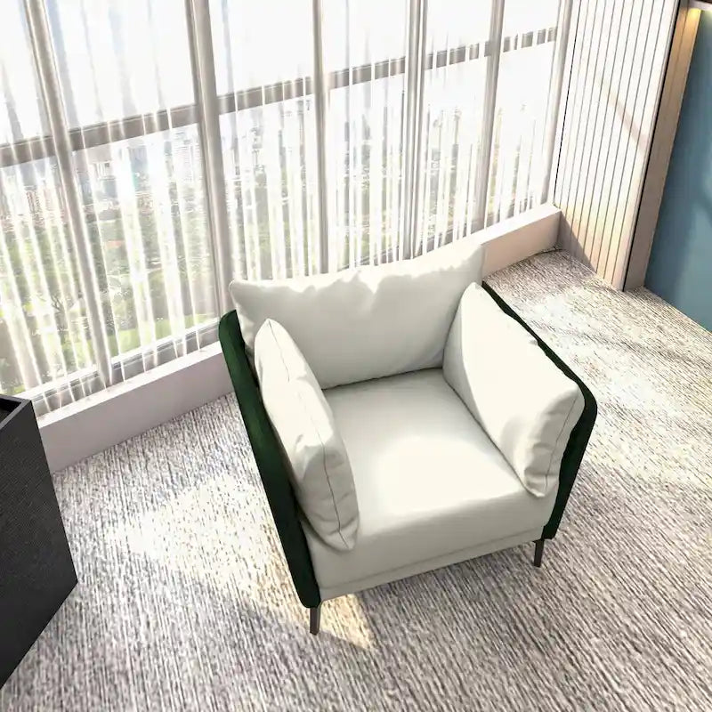 Black Single-Seater Sofa Armchair with Metal Legs - Modern Accent Chair
