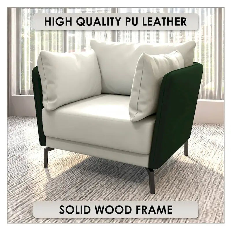 Black Single-Seater Sofa Armchair with Metal Legs - Modern Accent Chair