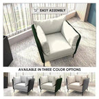 Black Single-Seater Sofa Armchair with Metal Legs - Modern Accent Chair