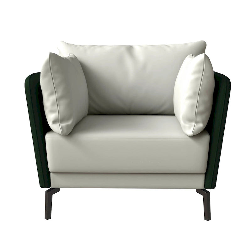 Black Single-Seater Sofa Armchair with Metal Legs - Modern Accent Chair