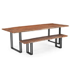 Brown Acacia Wood Dining Bench - 2-3 Seater
