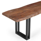 Brown Acacia Wood Dining Bench - 2-3 Seater