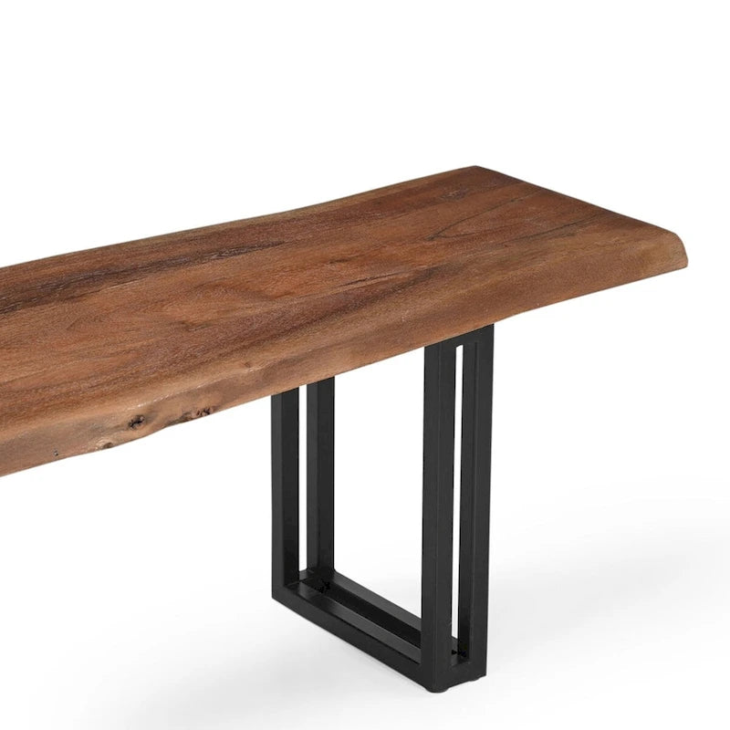 Brown Acacia Wood Dining Bench - 2-3 Seater