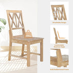 Farmhouse Solid Wood 4 Person Round Extendable Dining Table Set for Kitchen, Dining Room