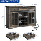 Farmhouse Sideboard Buffet with Wine Racks Storage Bar Cabinet with Drawers