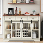 Farmhouse Sideboard Buffet with Wine Racks Storage Bar Cabinet with Drawers