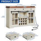 Farmhouse Sideboard Buffet with Wine Racks Storage Bar Cabinet with Drawers