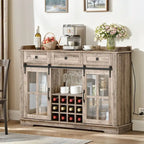 Farmhouse Sideboard Buffet with Wine Racks Storage Bar Cabinet with Drawers