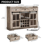 Farmhouse Sideboard Buffet with Wine Racks Storage Bar Cabinet with Drawers