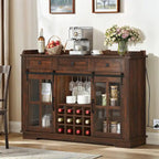 Farmhouse Sideboard Buffet with Wine Racks Storage Bar Cabinet with Drawers