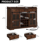 Farmhouse Sideboard Buffet with Wine Racks Storage Bar Cabinet with Drawers