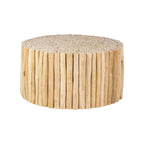 Natural Brown Teak Wood Round Coffee Table